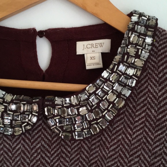 J Crew Herringbone Jeweled Collar Sweater Size XS - Picture 4 of 6